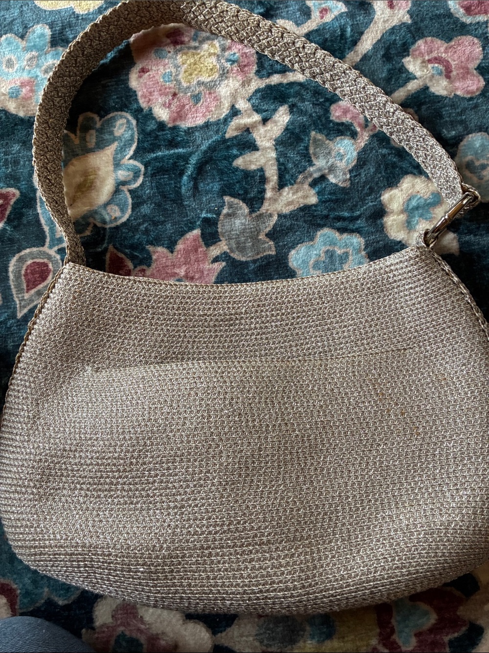 Talbots Vintage Y2K Metallic Woven Shoulder Bag - Silver/Goldish